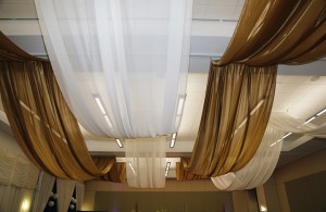 Gold and ivory ceiling drapery