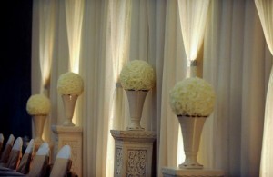 Head Table Backdrop with Ivory and Flower Balls