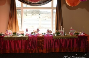 Orange and Pink Wedding Head Table