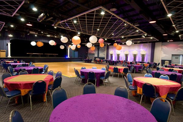 Colorful Table Settings and Ceiling Decor for Aladdin themed Event