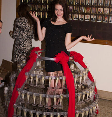 Champagne Skirt with champagne glasses