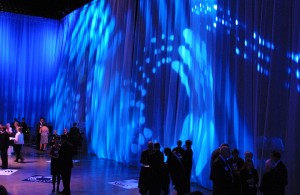 Conference decor with draping and lighting
