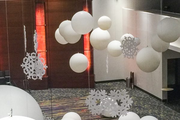Snowflake and balloons ceiling decor