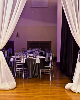 private room created using drape for gala event